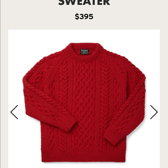 Filson Fisherman Sweater Red 0 Wool Xs 